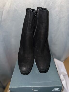 SCHUTZ Black Suede Ankle Booties with Side Zipper